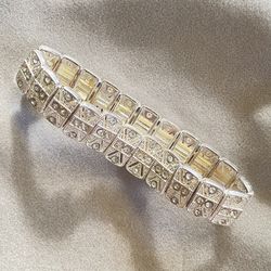 Elastic Bling Crystal Rhinestone Silver Bracelet Bangle