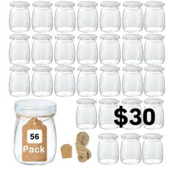 56 Mini Glass Jars With Lids New 