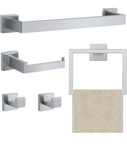 Stainless Steal Bathroom Towel Bar Set! 5 pc. Brand new! See all pics!