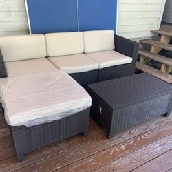 Patio set 5-Piece Conversation Seating Set with Beige Cushions ( new inbox )
