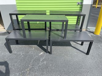 Set of 7 Black Wooden Tables