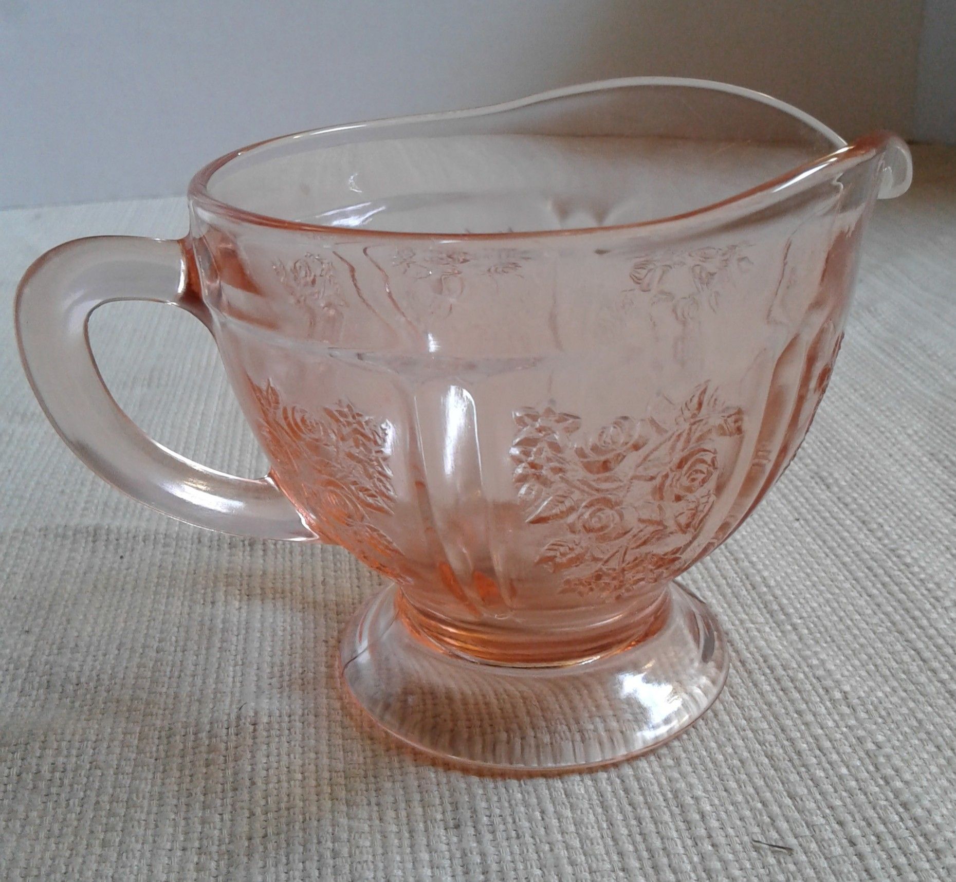 Antique pink depression glass creamer dish