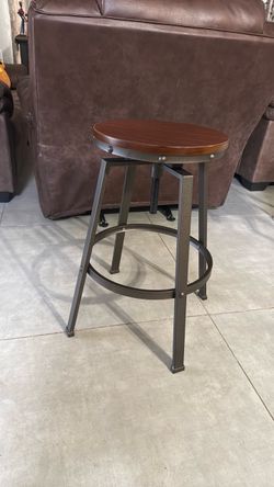 Industrial Bar Stool with Wood Seat