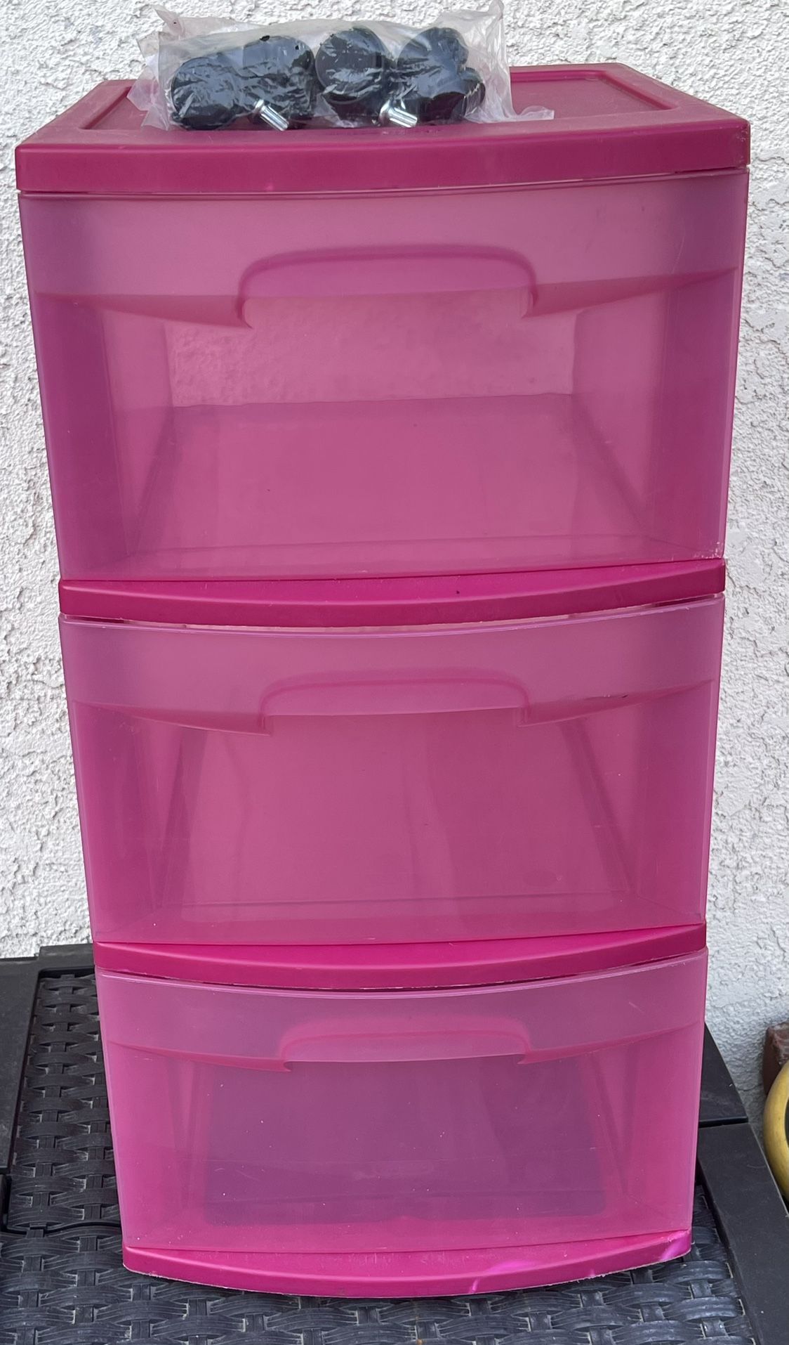 Pink Plastic Sterilite 3 Drawer Storage Organizer