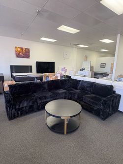 Corduroy sectional in black