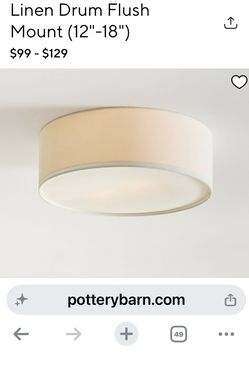 Basic linen small drum flush mount light