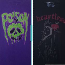 Disney Heartless Queen Of Snow White & Poison Apple T-shirts XL Beaded Charm Earrings Halloween 