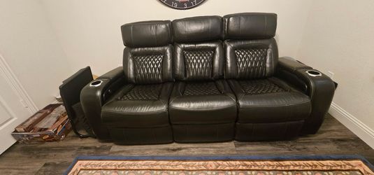 Leather power recliner