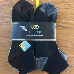 NWT Men's Athletic Quarter Socks 6 pairs 