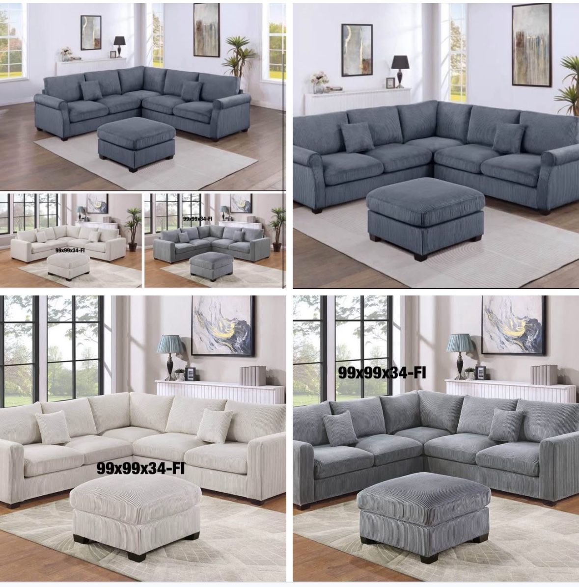Sectional With Ottoman Brand New In