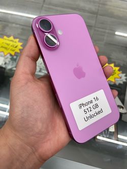 Pink iPhone 16, unlocked, cash OR $50 down!