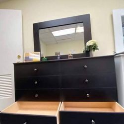 8 Drawer Black With Mirror 