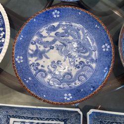 Blue and white Asian pottery/dishes