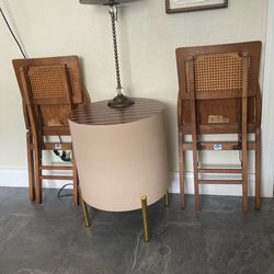 Pair Wooden Folding Chairs and Table.