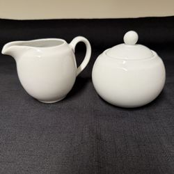 10 Strawberry Street Creamer and Sugar Bowl  (Located in Woonsocket, RI)
