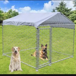 New in a sealed box Outdoor Dog Kennel, Size 6.5x6.5x5ft, Large Metal Dog House with Waterproof Cover, Dog Kennels for Large Dogs with Roof, Big Dog C