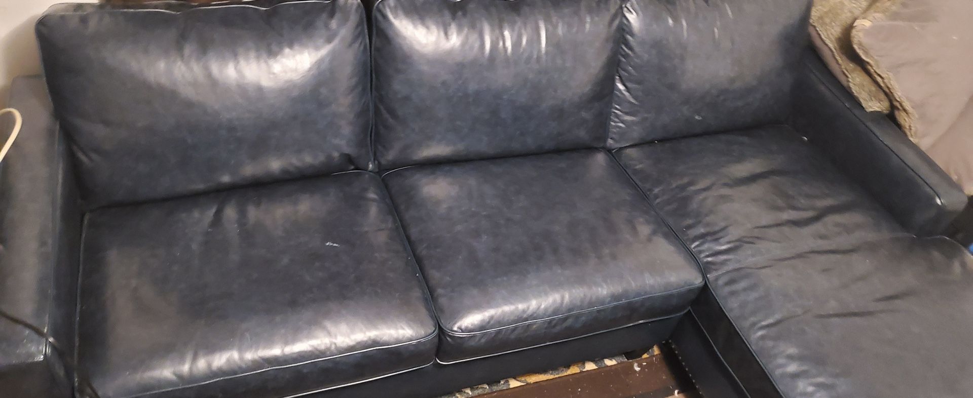 Blue Leather Sofa