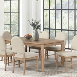 Brand New Natural Tone & Beige 7pc Dining Table Set 