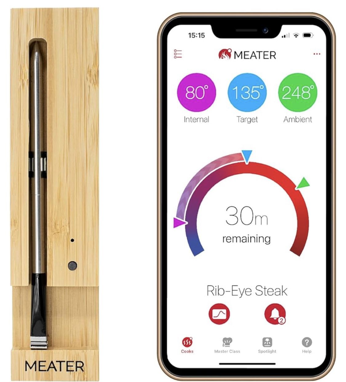 MEATER Original True Wireless Smart Meat Thermometer up to 33 ft Range Bluetooth
