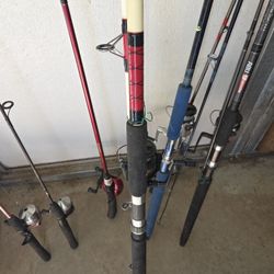 6 Fishing  Rods An Reels