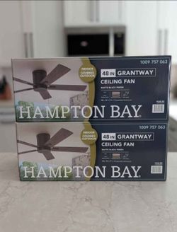 NEW** Unopened 48 inch Ceiling Fans - Indoor/Outdoor (Black/ Walnut) $50 for both! Price is firm.