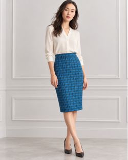 Halogen High Waist Blue/Black Pencil Skirt Sz 8