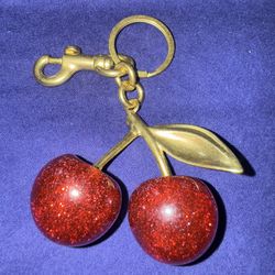 NEW Red Sparkle Cherry Large Keychain or Bag Decor 
