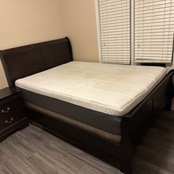 Full Size Bedroom Set. Frame, Mattress, Boxspring and Nightstand.