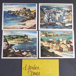 Vintage MCM Harbor Scenes Lithographs Henry Gasser Reproductions