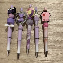 Purple Beaded Pens