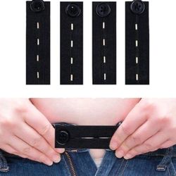 4pcs Black Elastic Waist Extender With Buttons