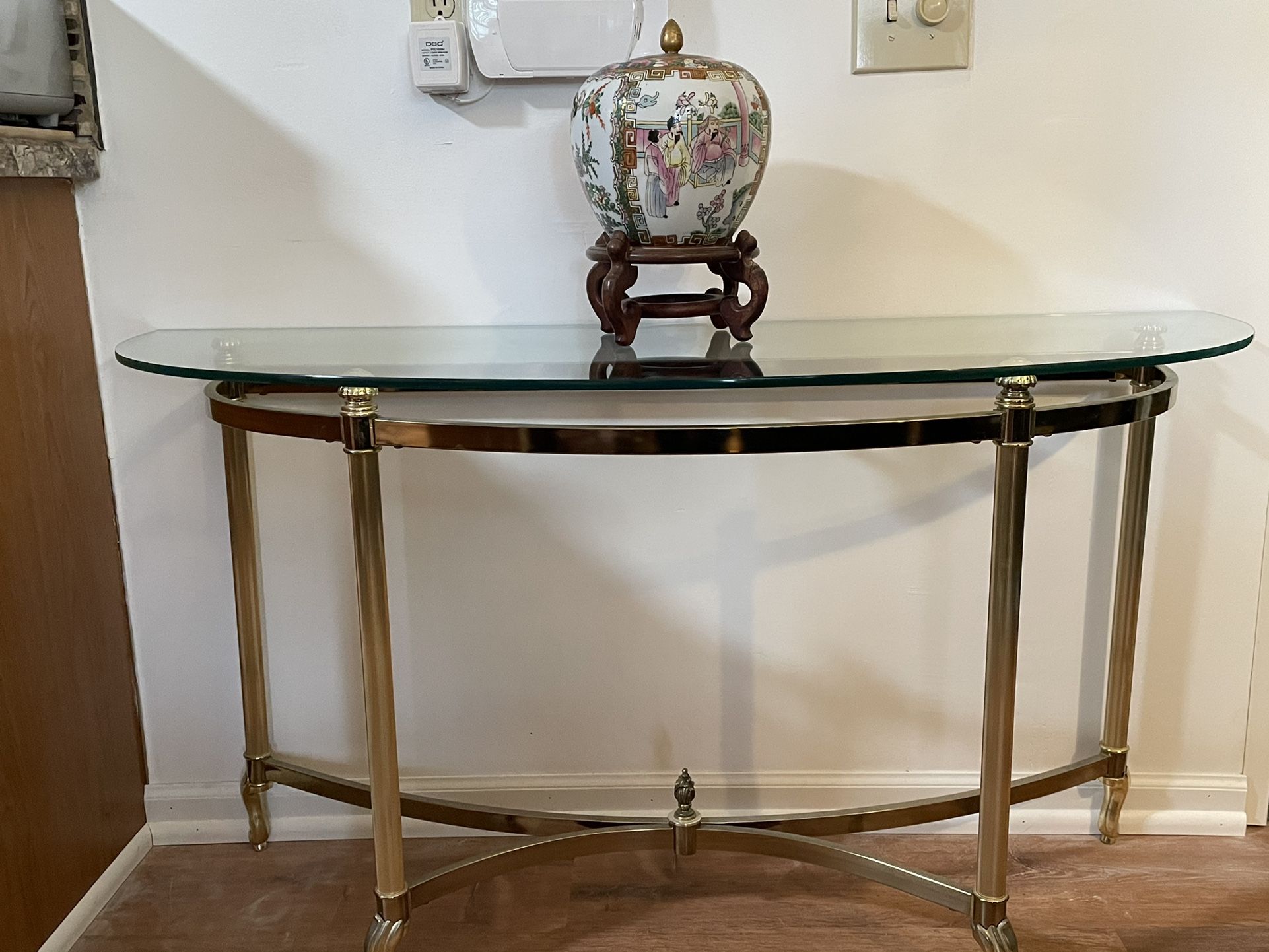 Demi Wall Console Table Ornate Glass Top