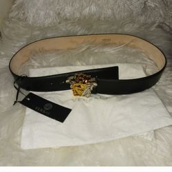 Versace Medusa Black Man's Two Tone Leather Belt 32."80
