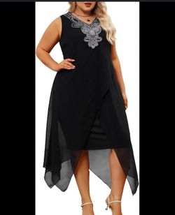Size Chiffon Dress Loose Sleeveless Flowy Cocktail Party Midi Dresses