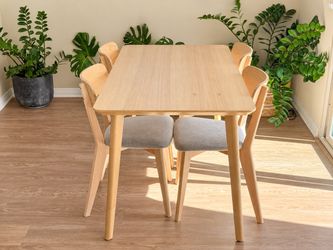 Modern Wood Dining Table + 4 Chairs