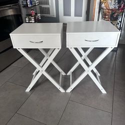 2 PCS Nightstands Or Side Dressers With X Legs 