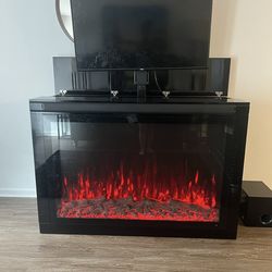 Fireplace with hidden tv mount