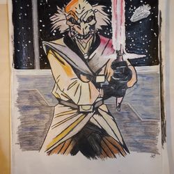 Fan Art Sith, Darth, And Jedi Collection Acrylic,  Colored Pencil,  And Oil Pastel On Mix Media Signed 