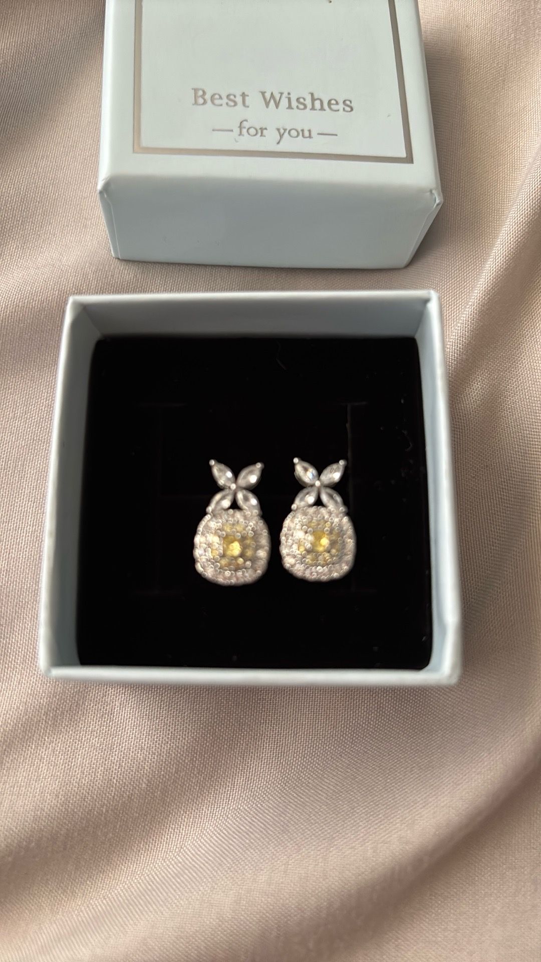 Yellow MOISSANITE silver stud earrings