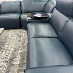 Navy Blue Leather Couch