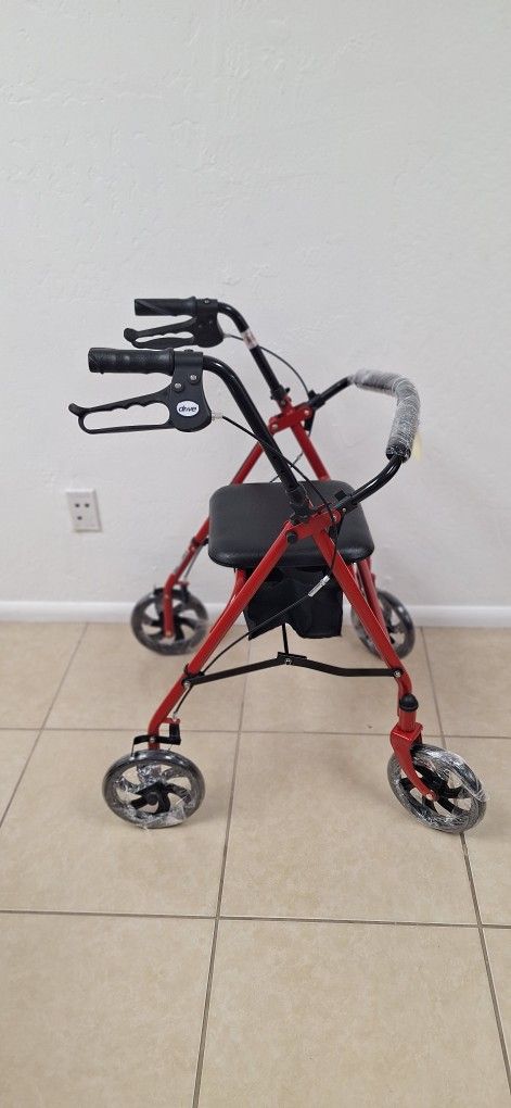 Red Rollator Walker W/ Seat-Great Condition