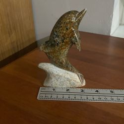 Vintage Hand Carved Dolphin Sculpture 