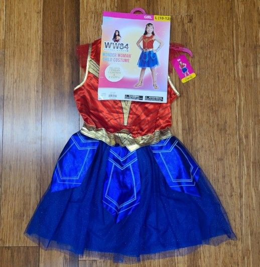 New Girls Wonder Woman Super Hero Child Halloween Costume L 10-12 *Pick-up In Great Bridge*