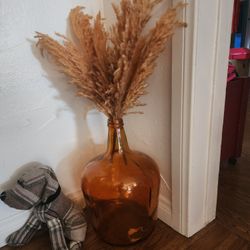 Large Floor Vase With Fake Pampas Grass