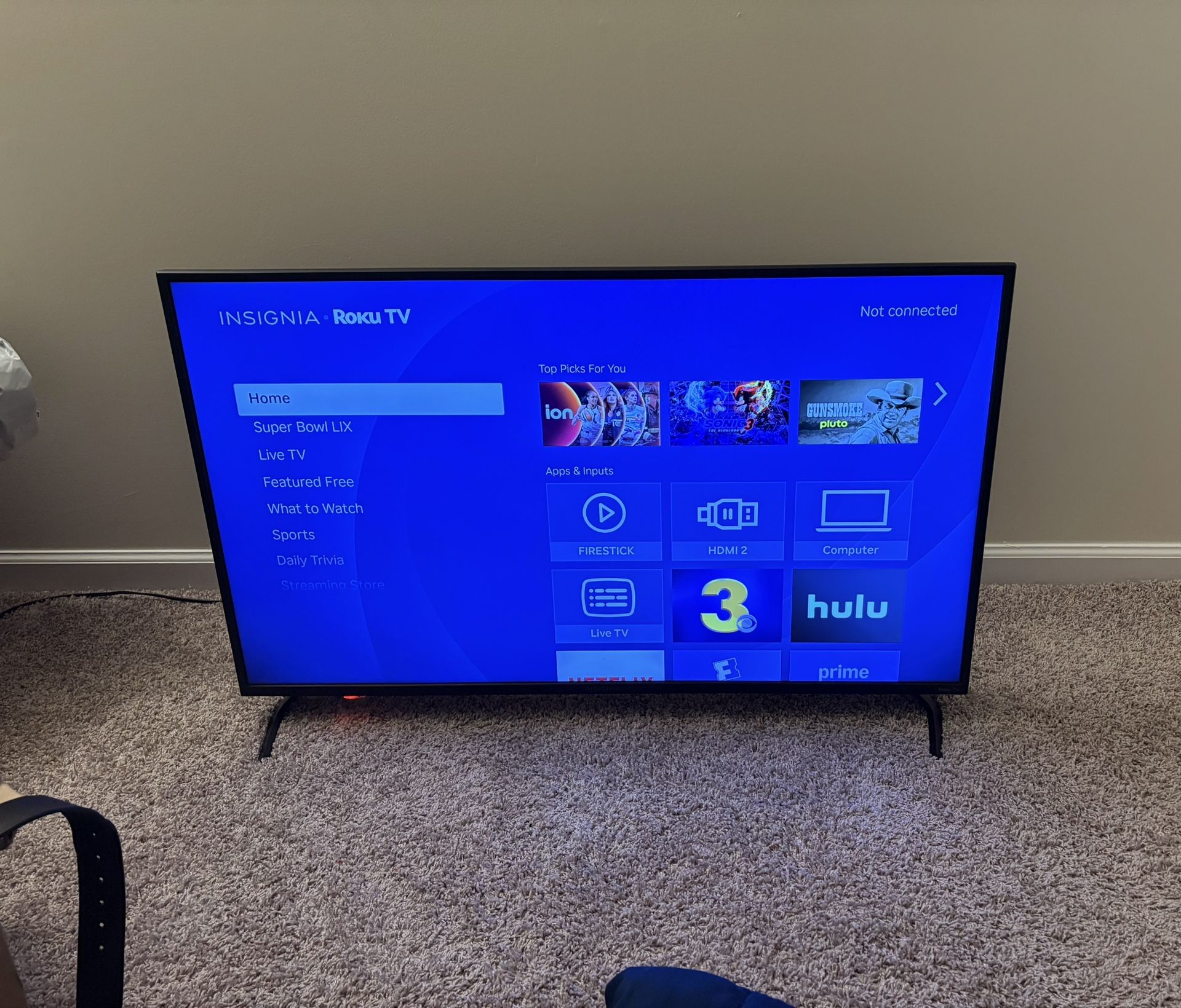 Insignia Roku 45-inch 4K TV w/ Wall Mount & Hardware