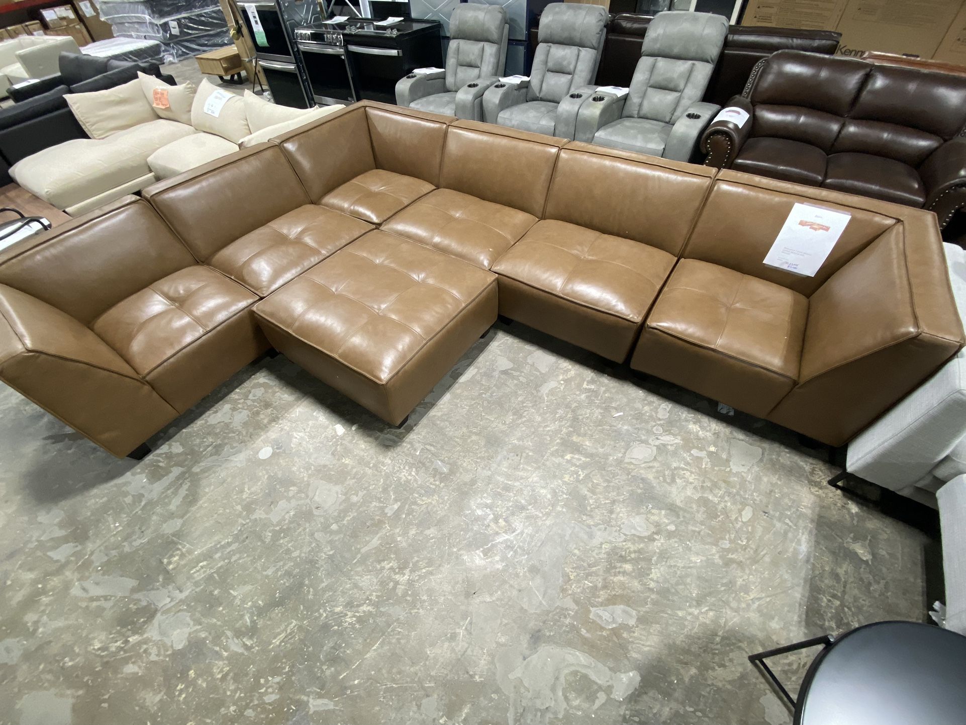 Wallingford 7 deals piece leather sectional