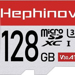 Hephinov 128GB MicroSDXC Card, UHS-I High Speed up to 100MB/s Micro SD Card with Adapter, C10 U3 V30 A1, 4K UHD Video Memory Card for Tablet/Switch/Ph