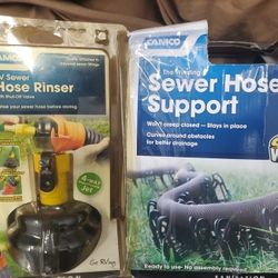 Camco SIDE WINDER Sewer Hose Support  "NEW" And CAMCO HOSE RINSER-NEW