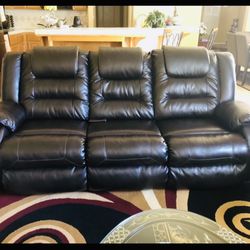 Leather Sofa Set with Recliners 