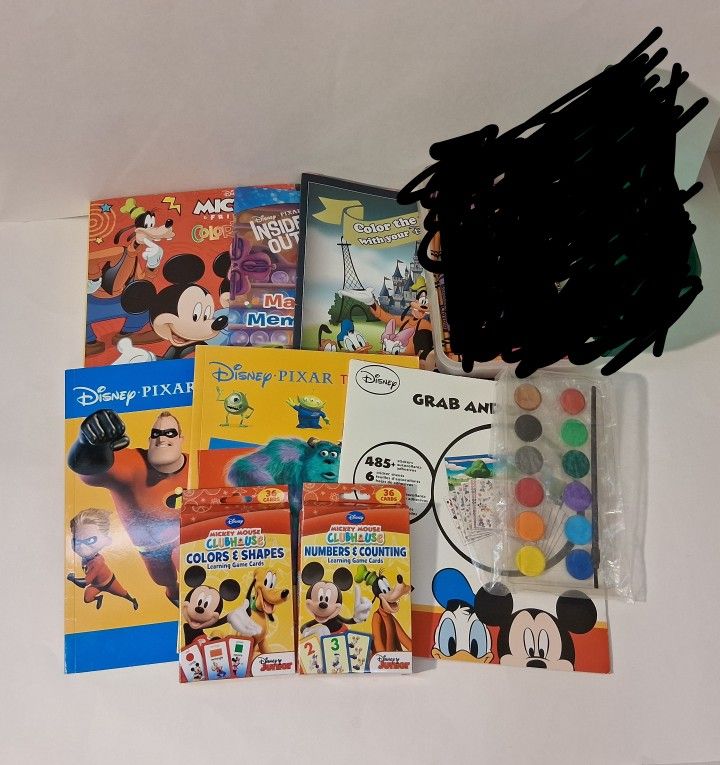 lot of 9 Disney coloring books, sticker books, paints and flashcards ALL for $15 FIRM